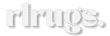 Bold white stylized rlrugs logo text on a black background